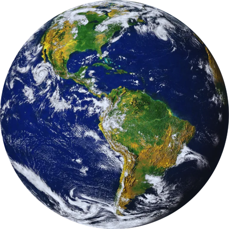 Earth view from space showing Americas