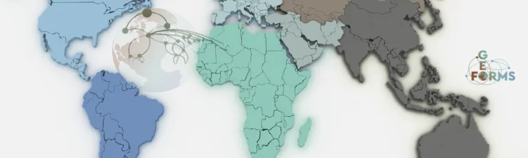 A world Map showcasing Geoformations Governance Assemblages